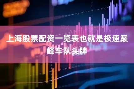 上海股票配资一览表也就是极速巅峰车队头牌