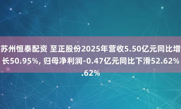 苏州恒泰配资 至正股份2025年营收5.50亿元同比增长50.95%, 归母净利润-0.47亿元同比下滑52.62%